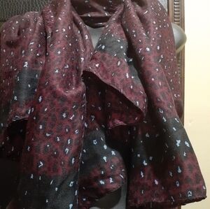 REPEAT Burgundy/Black/Blue Polyester Scarf